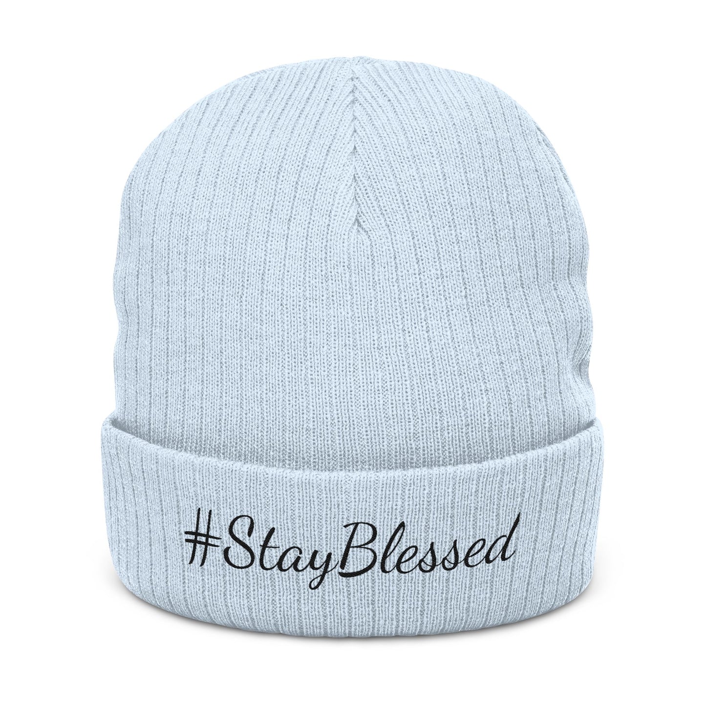 Stay Blessed Ribbed Knit Beanie