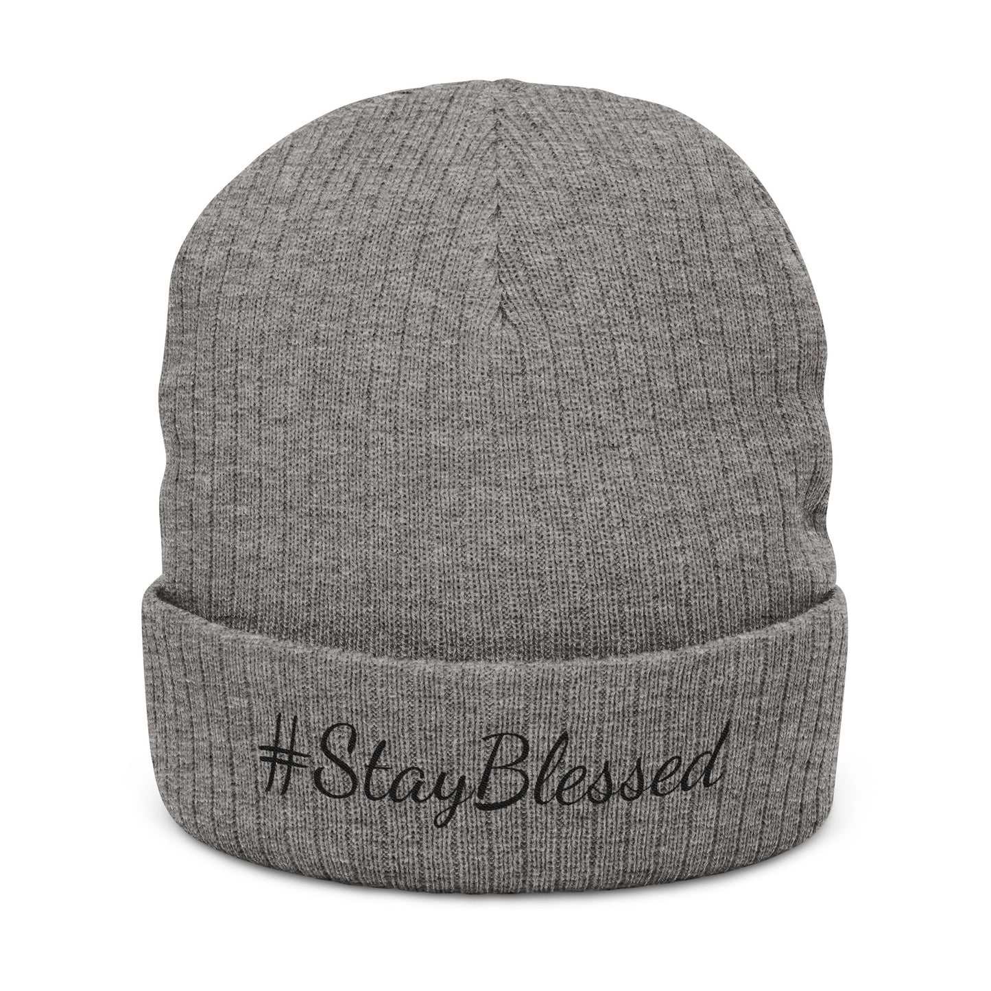 Stay Blessed Ribbed Knit Beanie