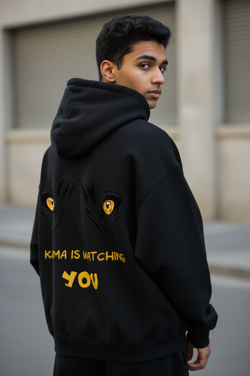 Karma Is Watching Oversized Hoodie – Streetwear Back Print