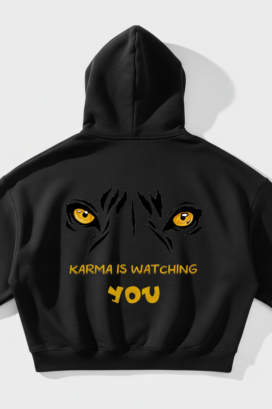 Karma Is Watching Oversized Hoodie – Streetwear Back Print