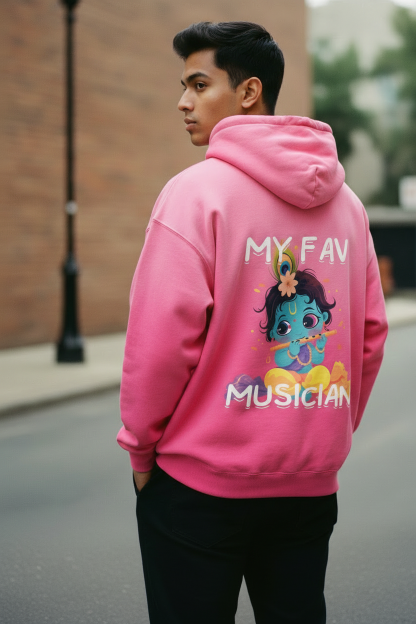 Krishna Musician Heavyweight Oversized Hoodie | Modern Hindu Streetwear