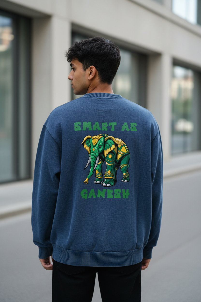 Smart As Ganesh Oversized Sweater – Hindu Streetwear Graphic Crewneck