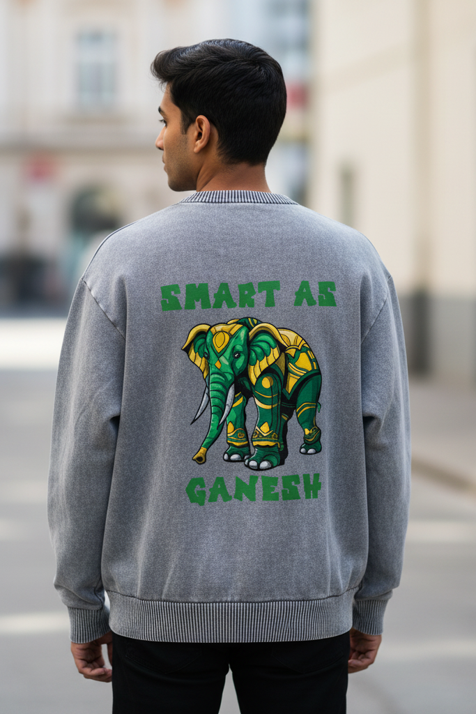Smart As Ganesh Oversized Sweater – Hindu Streetwear Graphic Crewneck