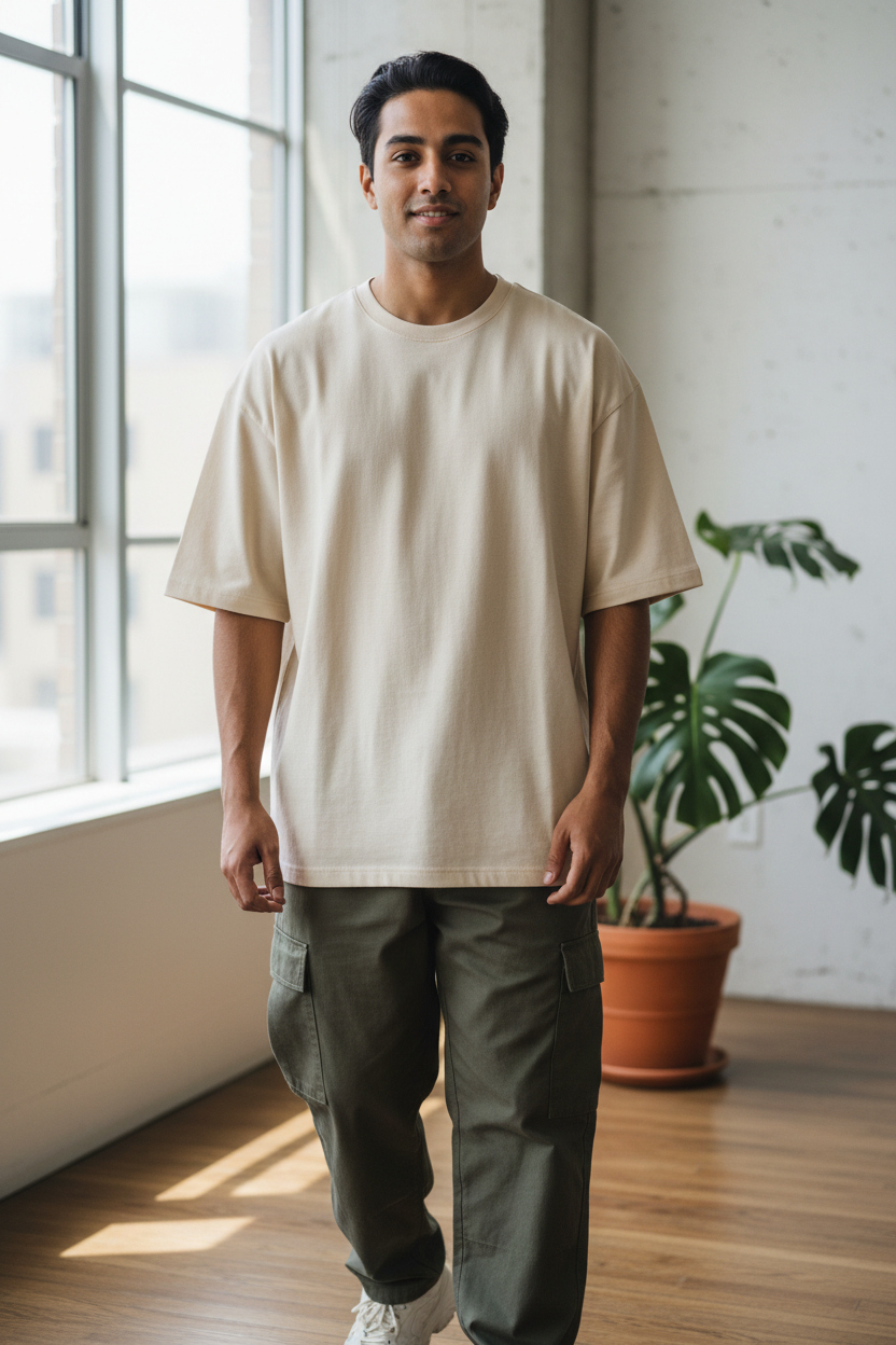 Krishna Mode: On Oversized T-Shirt – Back Print Streetwear