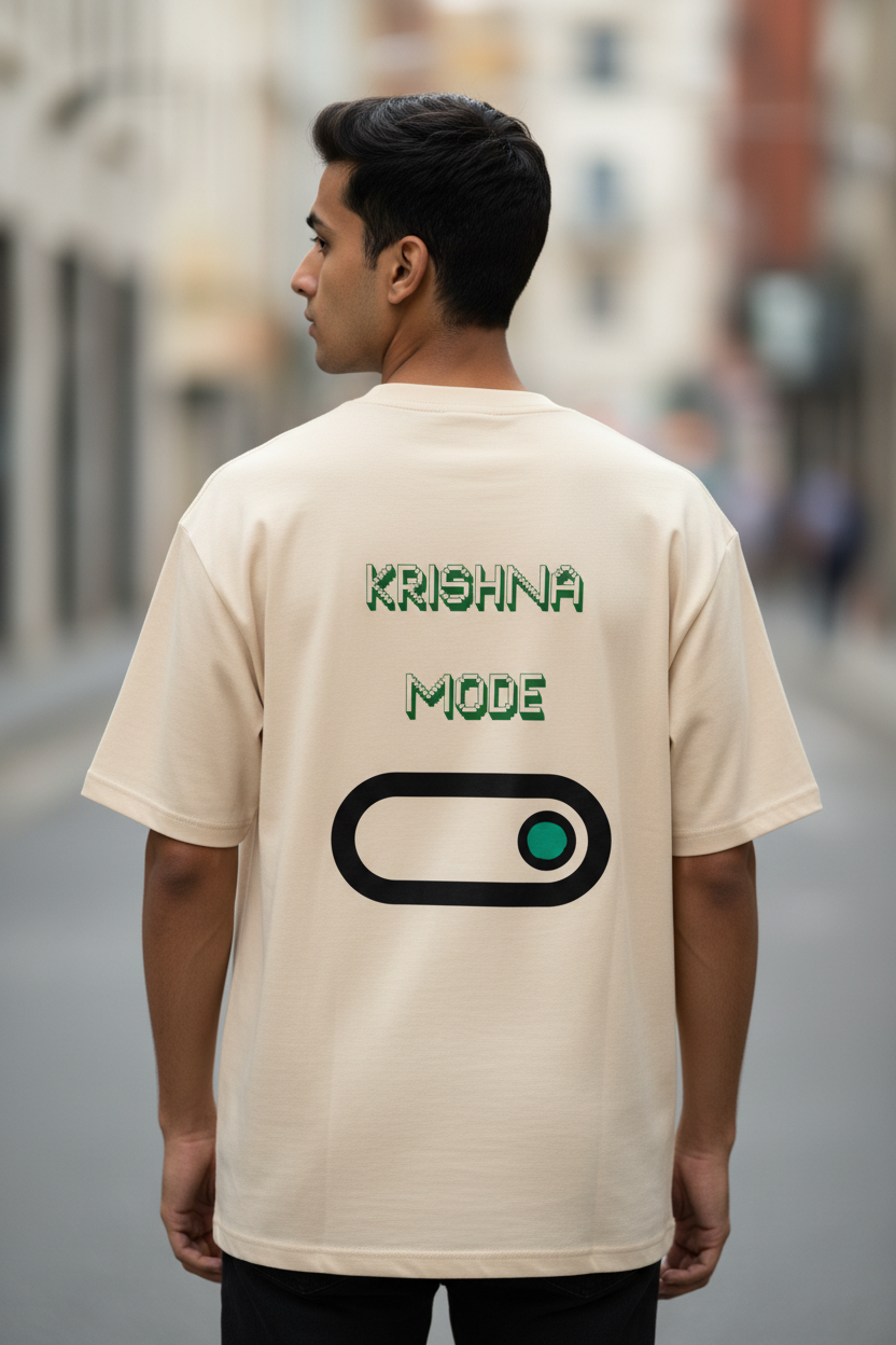 Krishna Mode: On Oversized T-Shirt – Back Print Streetwear